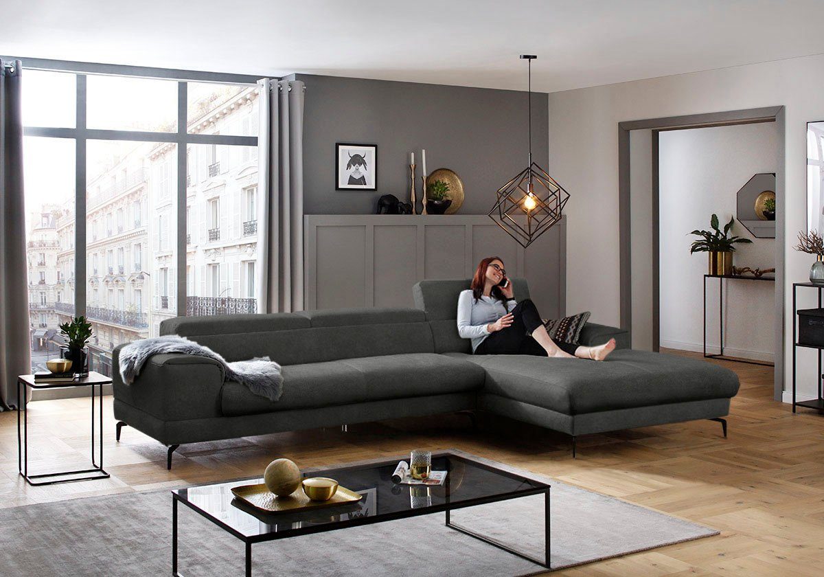 343cm piedroo, W.SCHILLIG wahlweise mit Ecksofa Sitztiefenverstellung, Breite Kopfteilverstellung,