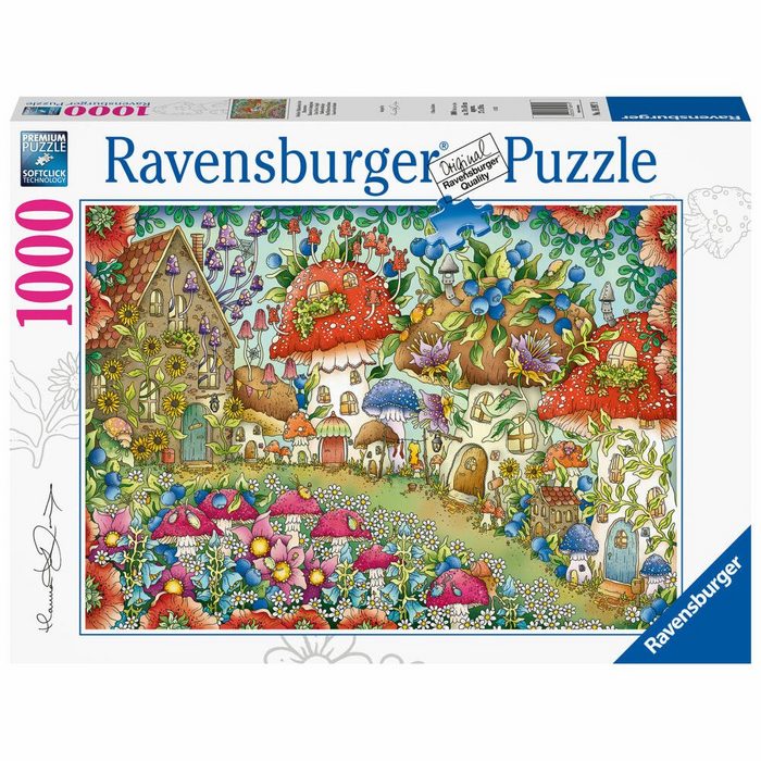 Ravensburger Puzzle Niedliche Pilzhäuschen in der Blumenwiese Puzzleteile