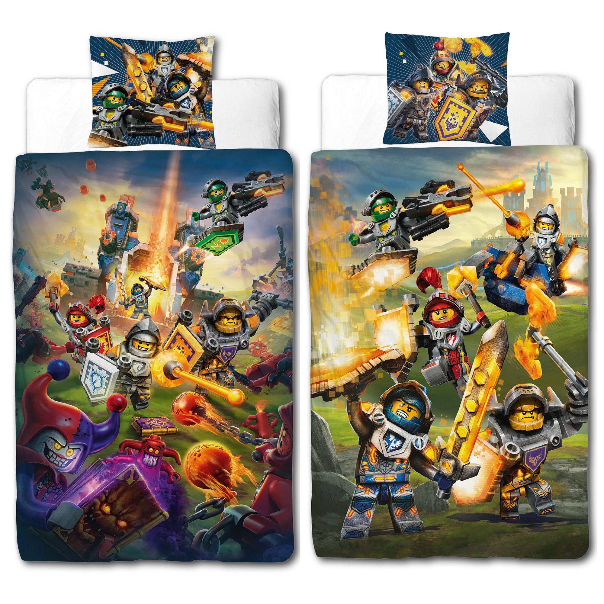 BERONAGE Kinderbettwäsche Lego Nexo Knights Постельное белье Linon / Renforcé, 100% Baumwolle, 2 teilig, 135x200 + 80x80 cm