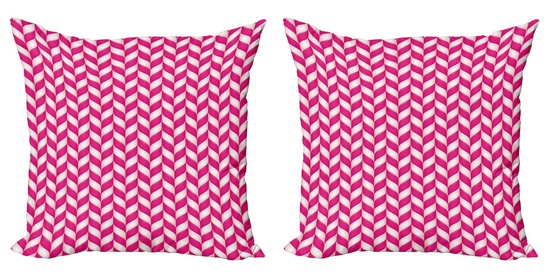 Doppelseitiger Kissenbezüge Abakuhaus Vibrant Stück), Linien Weiß, Accent (2 Digitaldruck, Modern gewellte rosa,