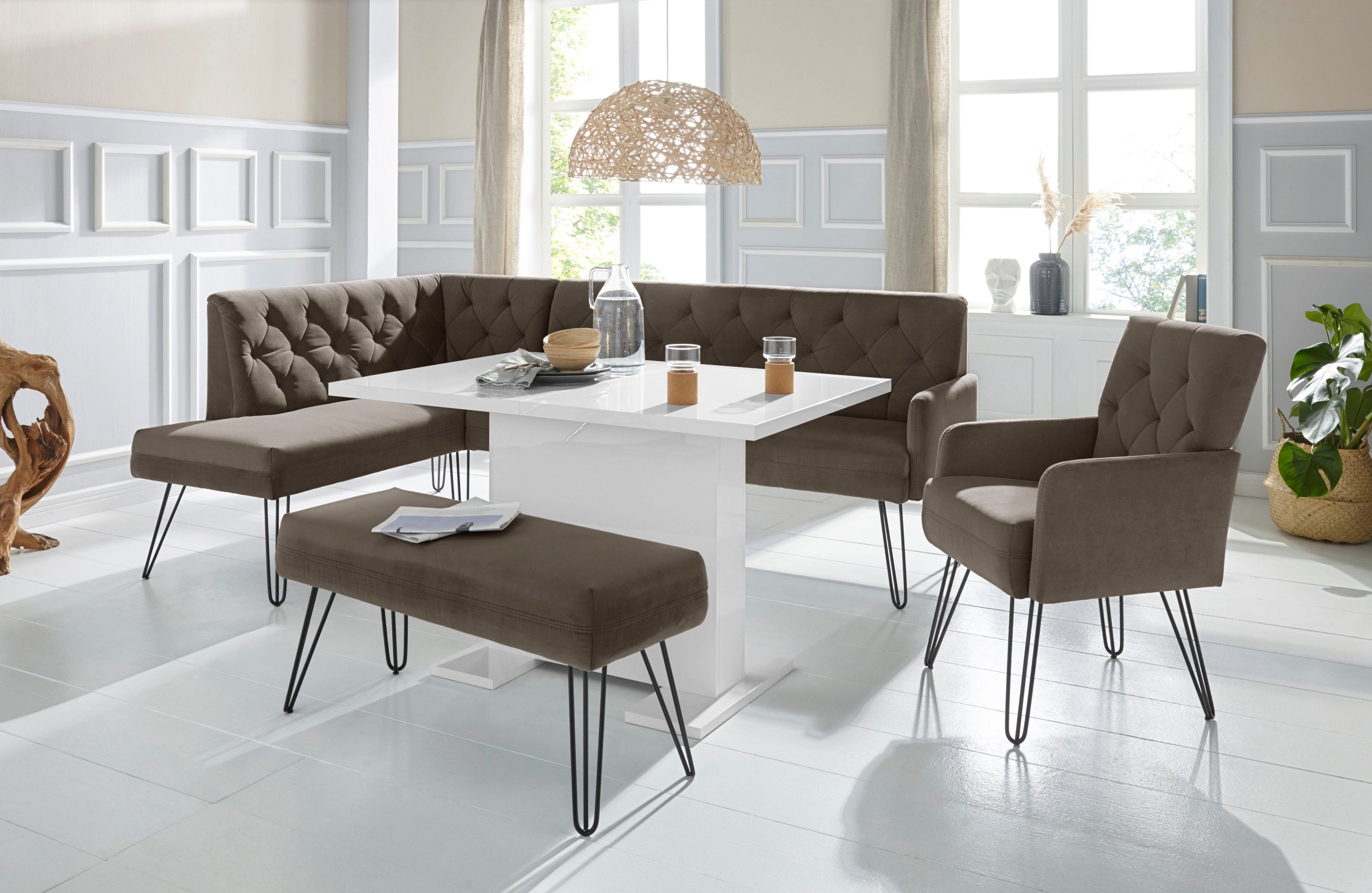 exxpo - sofa fashion Eckbank "Doppio, Chesterfield Optik, komfortabel und b günstig online kaufen