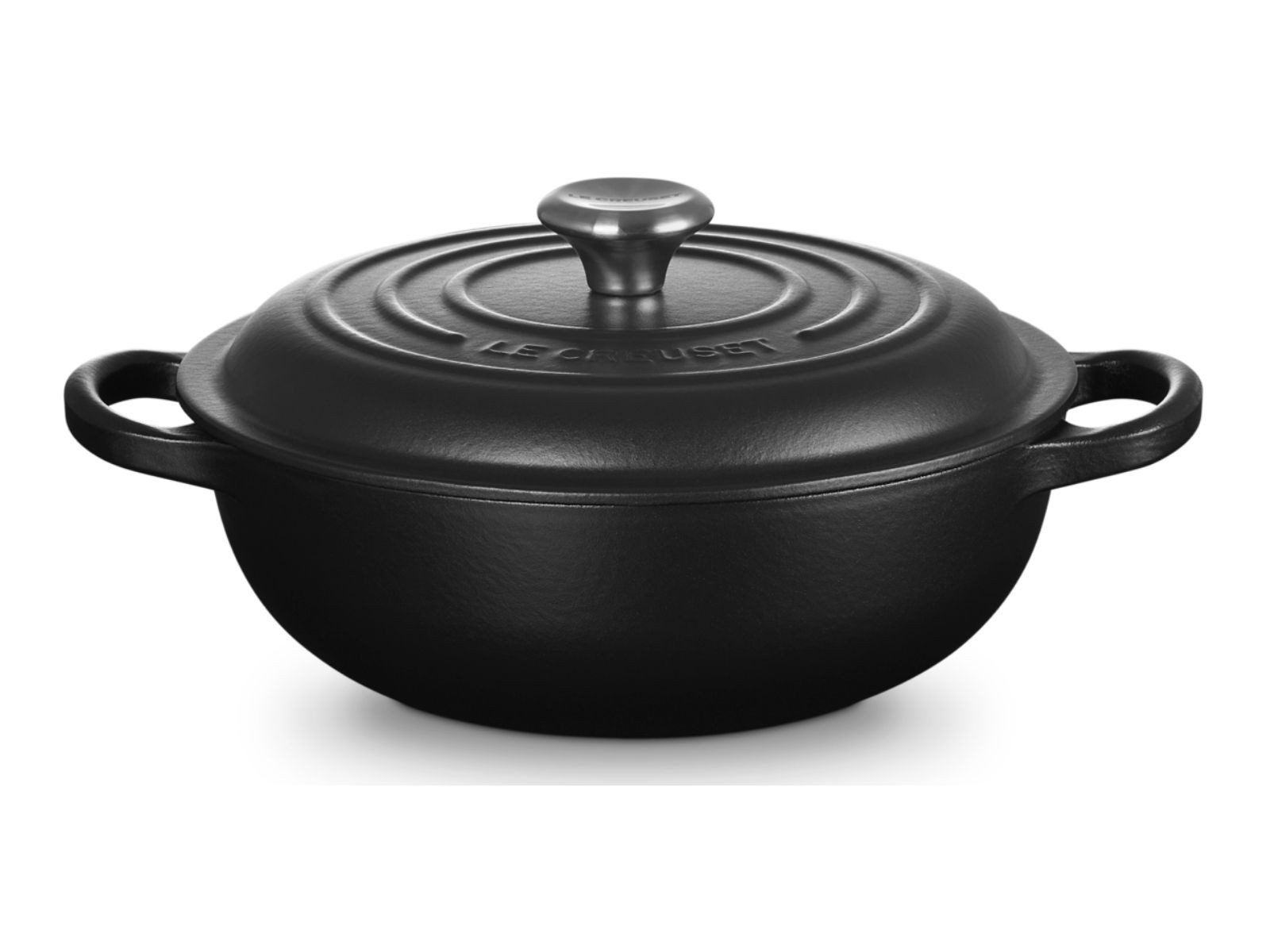 LE CREUSET Bräter Stew Pot Signature rund schwarz matt 22cm, Emailliertes Gusseisen