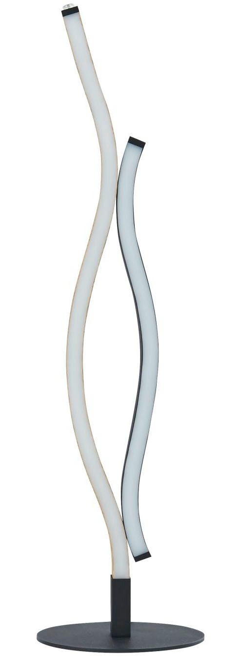 Searchlight Tischleuchte Bloom-Tischlampe - Schwarzmetall- und Holzeffekt, LED fest integriert