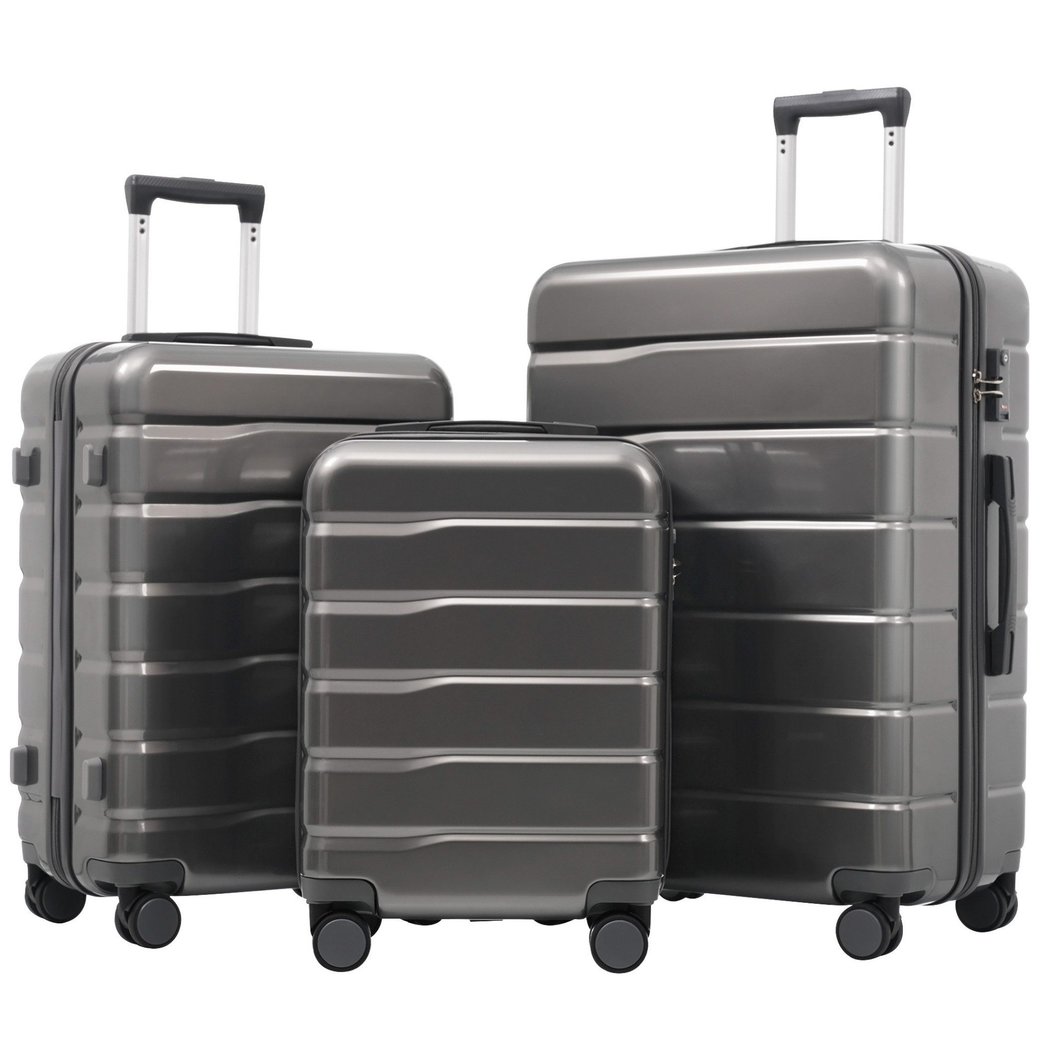 SeedWave Trolleyset Kofferset Hartschalenkoffer 3-Teilig Rollkoffer mit TSA-Schloss, (Hartschalen Trolley Set), Koffer in 20",24",28"; Vier 360° Rollen; L, XL mit seitlichem Häkchen