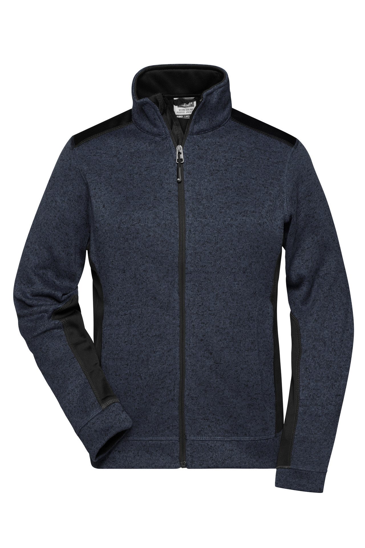 James & Nicholson Strickfleecejacke Leicht taillierte Damen Fleecejacke in modischer Strickoptik JN861 mit elastischen und robusten Softshell-Einsätzen