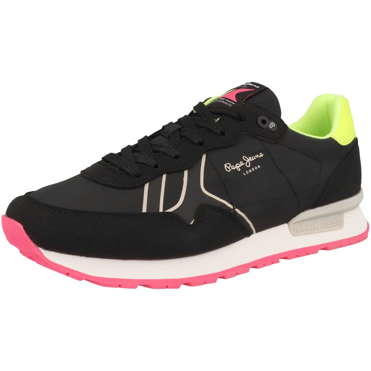 Pepe Jeans Brit Neon Damen Sneaker Turnschuhe, Sportschuhe, Freizeitschuhe, Halbschuhe, Schnürschuhe