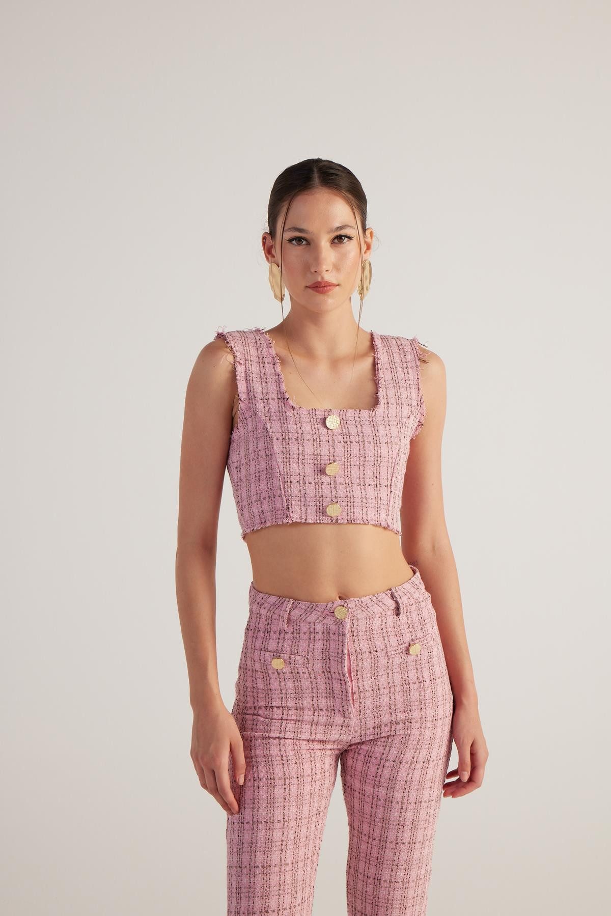 HOLLY LOLLY Blusenbody Tweed Cropped Top