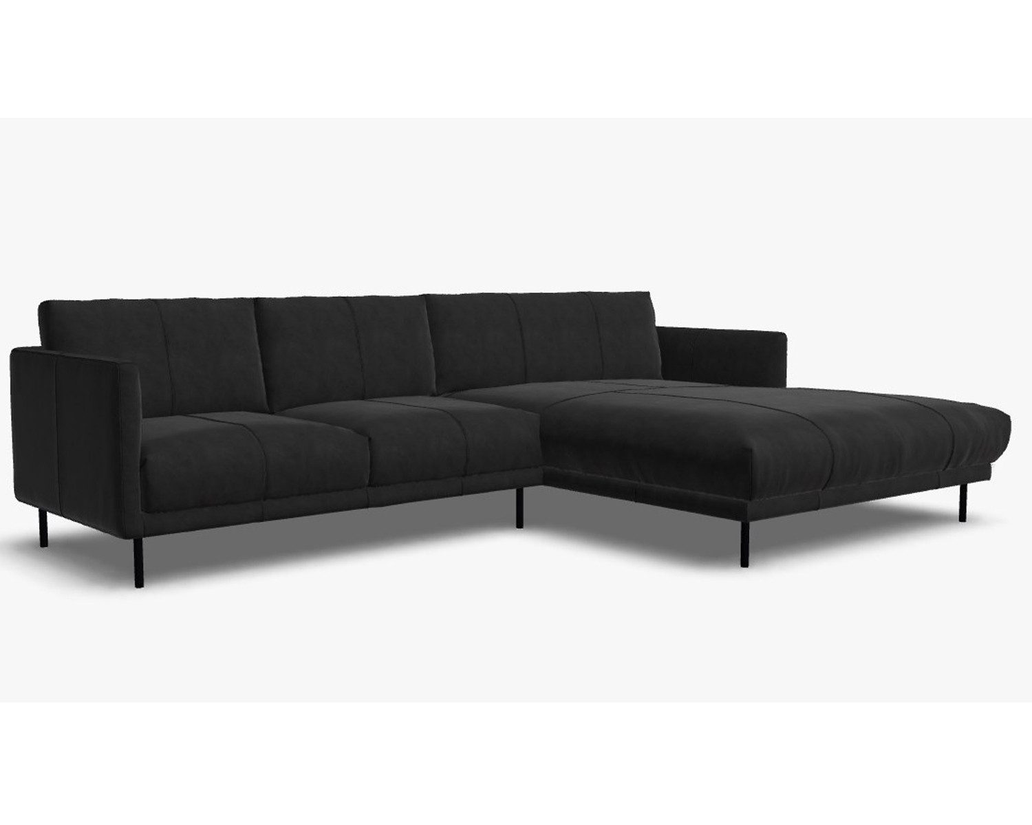 Rolf Benz Ecksofa Ecksofa Rolf Benz freistil 133 Ottomane rechts Leder schwarz, Echtes Leder
