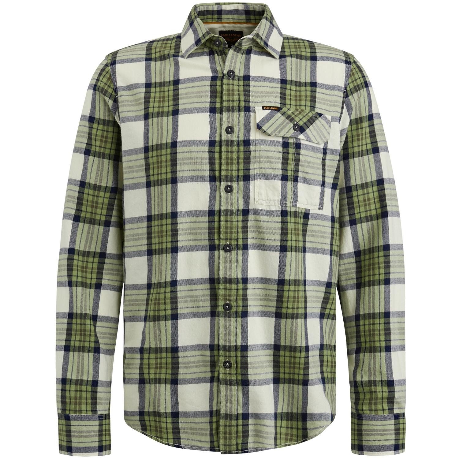 PME LEGEND T-Shirt Long Sleeve Shirt Ctn Twill Check, Sage