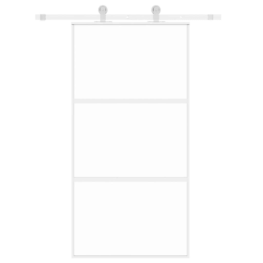 Thumbnail - vidaXL Haustür Schiebetür Weiß 102,5x205 cm Hartglas und Aluminium (1-St)