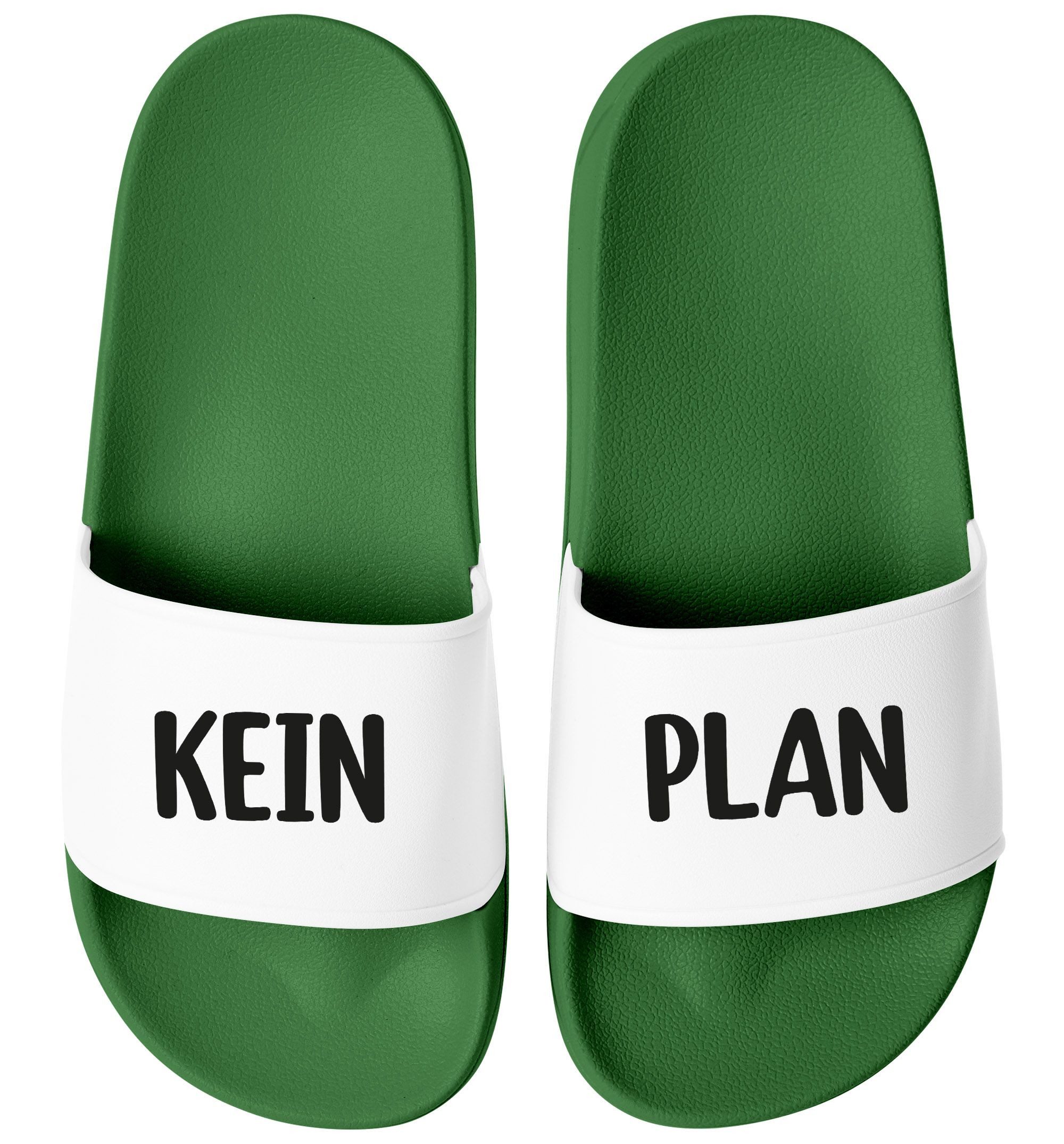 Badeschlappen Spruch Kein Plan Badelatschen Unisex mit Aufdruck Badesandale