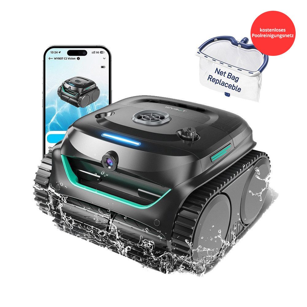 Poolroboter C2 Vision kabelloser Poolsauger mit dem kostenlosen Poolreinigungsnetz