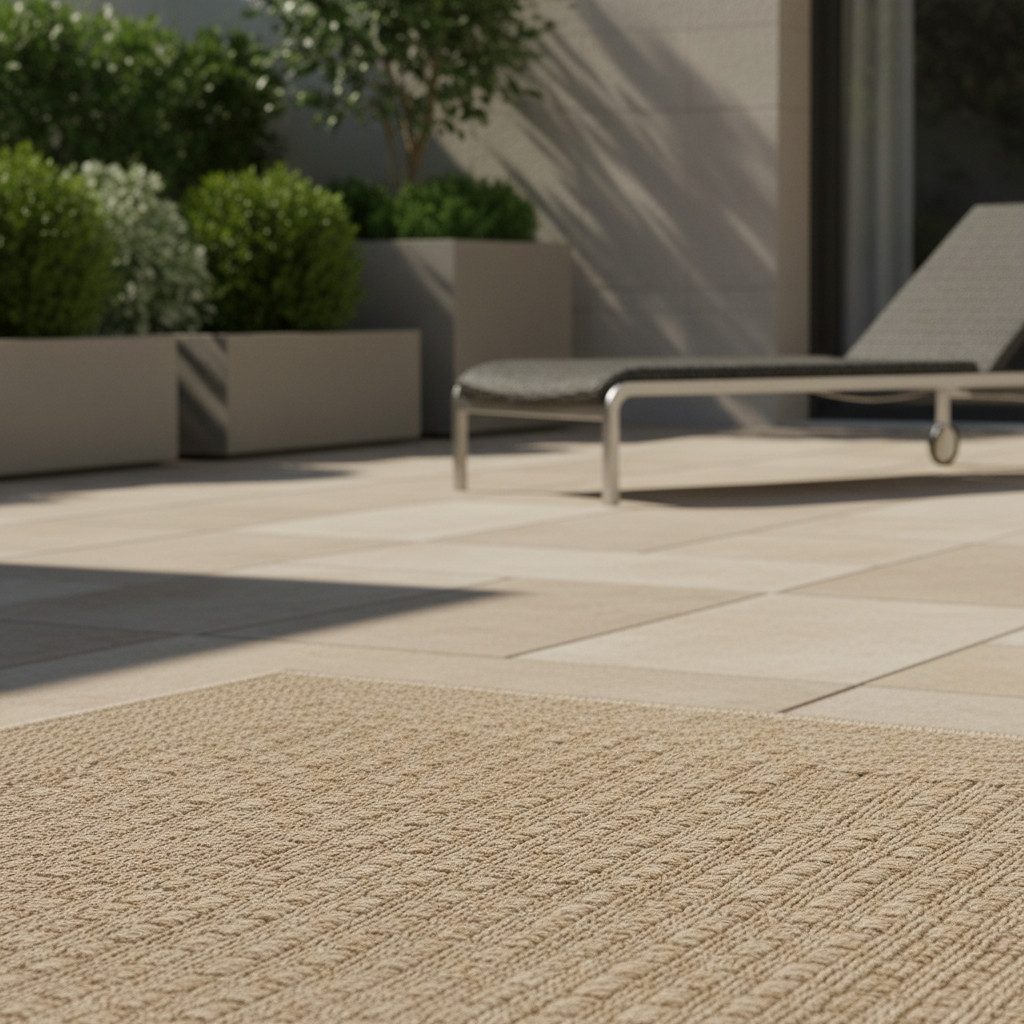 KADIMA DESIGN Outdoorteppich KASBERG Wetterfest UV-Beständig Balkon Waschbar Vintage Langlebig, Läufer, Höhe: 3 mm, Beige, 80x150 cm, Strapazierfähig Balkontepp – Bild 3 von 5