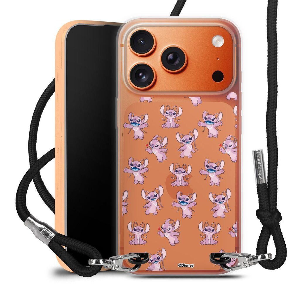 DeinDesign Handyhülle Lilo & Stitch Engel Disney Angel Faces Pattern Transparent, Apple iPhone 17 Pro Max Handykette Hülle mit Band Case zum Umhängen