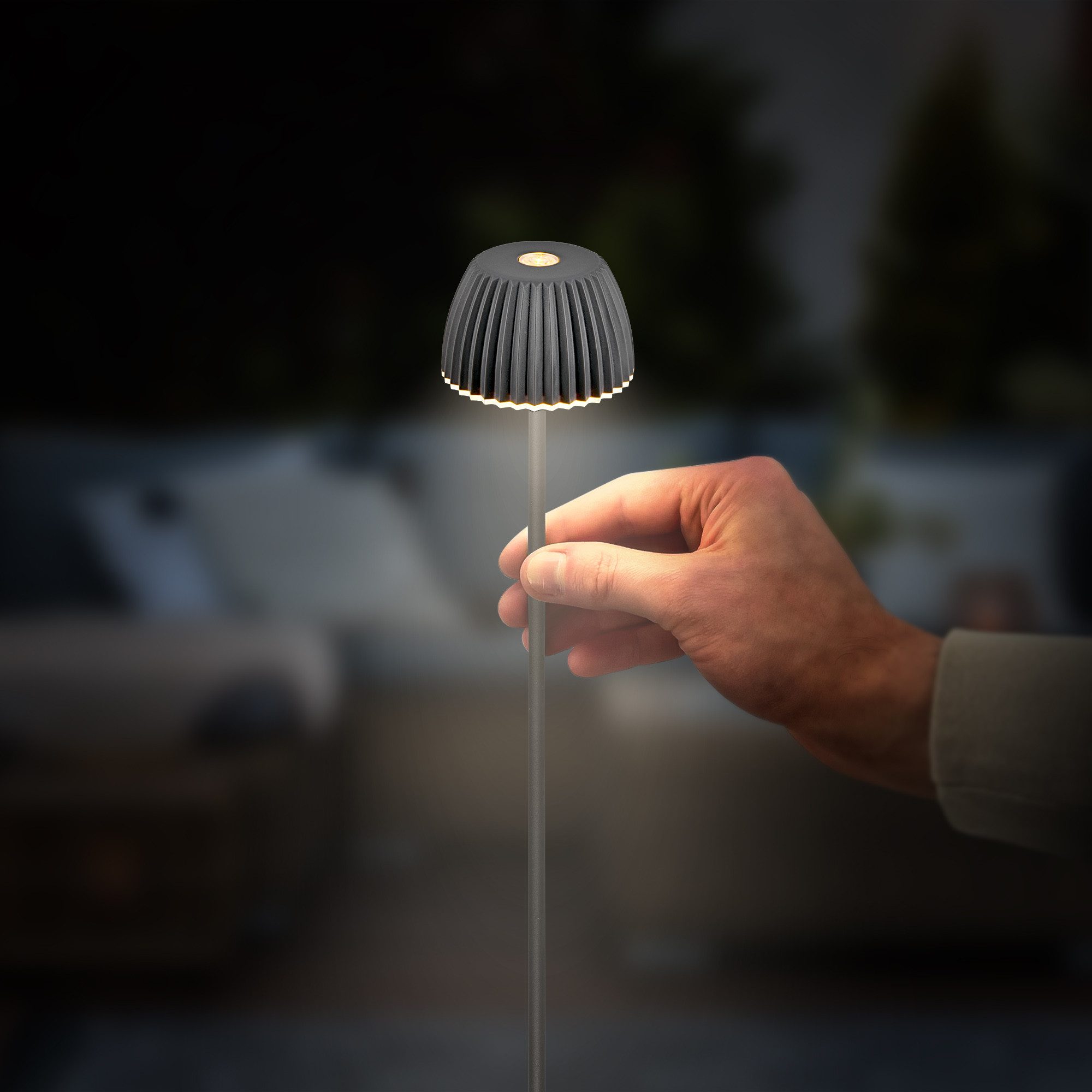 Briloner Leuchten LED Gartenleuchte Gartenlampe Erdspieß kabellos Akku dimmbar, Doppelpack, LED wechselbar, warmweiß, Einzelstück/2er-Set, Akku tauschbar, Outdoor, Balkon, Terrasse