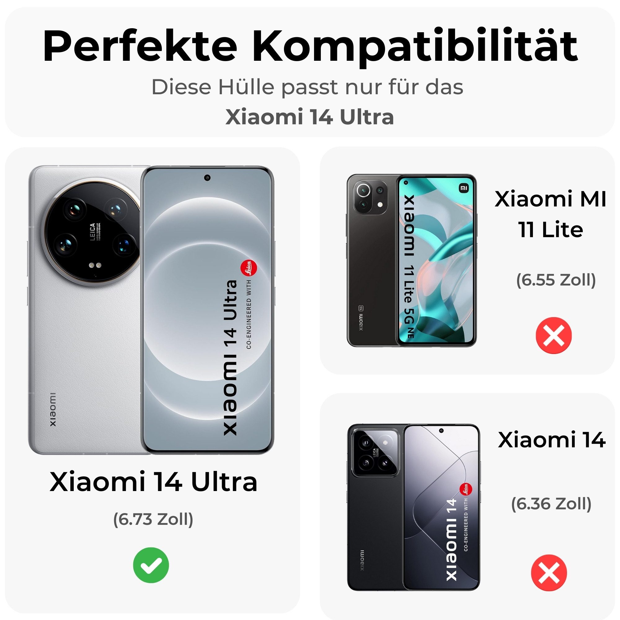 betterfon Handyhülle Handytasche für Xiaomi 14 Ultra Klapphülle Schwarz, 3 Kartenfächer, Magnetverschluss & Standfunktion im Lederlook