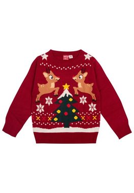 United Labels® Weihnachtspullover Weihnachtspullover für Kinder - Rentiere Ugly Christmas Sweater Rot
