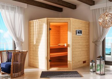 welltime Sauna Trixi, BxTxH: 195 x 169 x 187 cm, 38 mm, 4,5-kW-Ofen mit ext. Steuerung