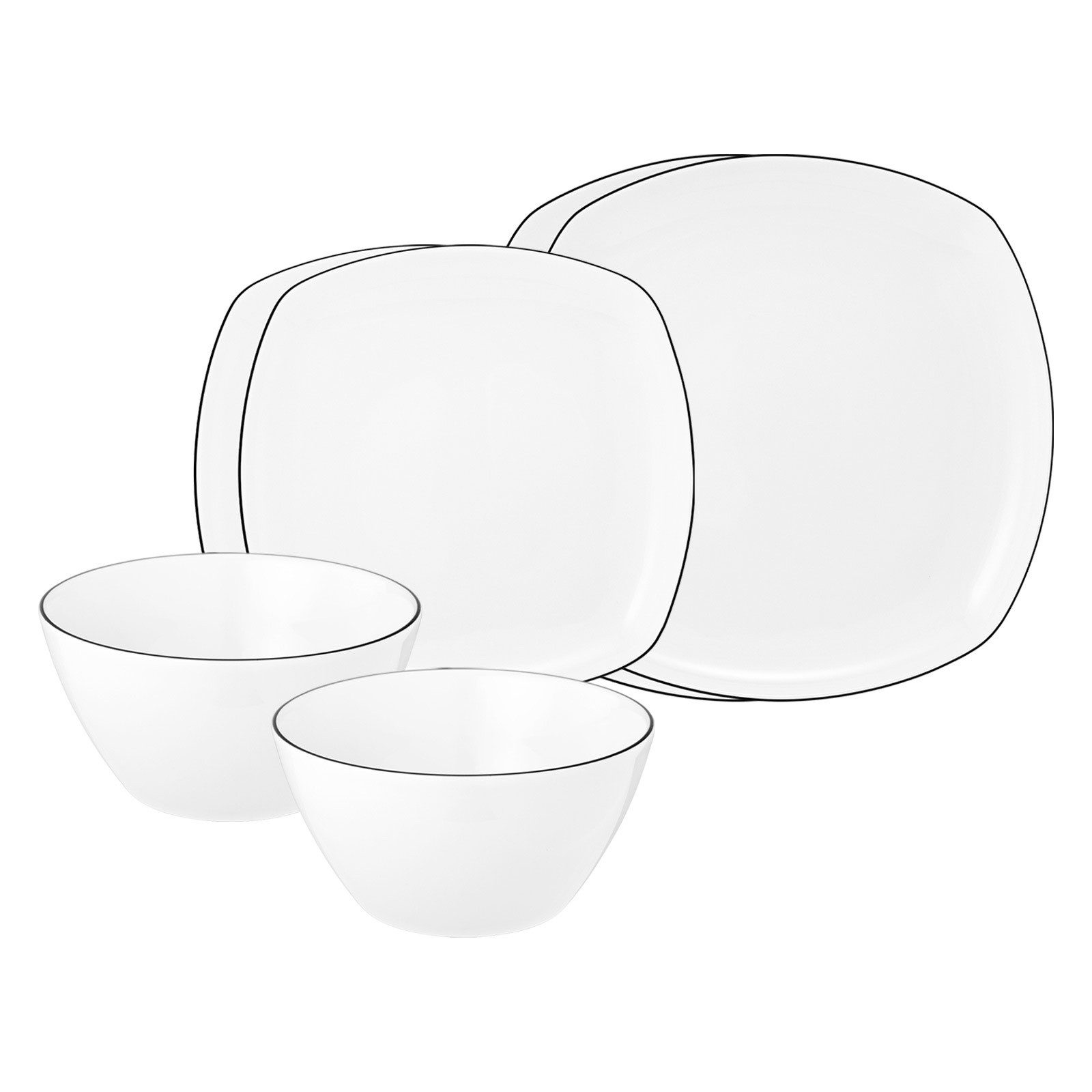 Seltmann Weiden Kombiservice Lido Black Line Basic-Set 6er Set (6-tlg), 2 Personen, Porzellan