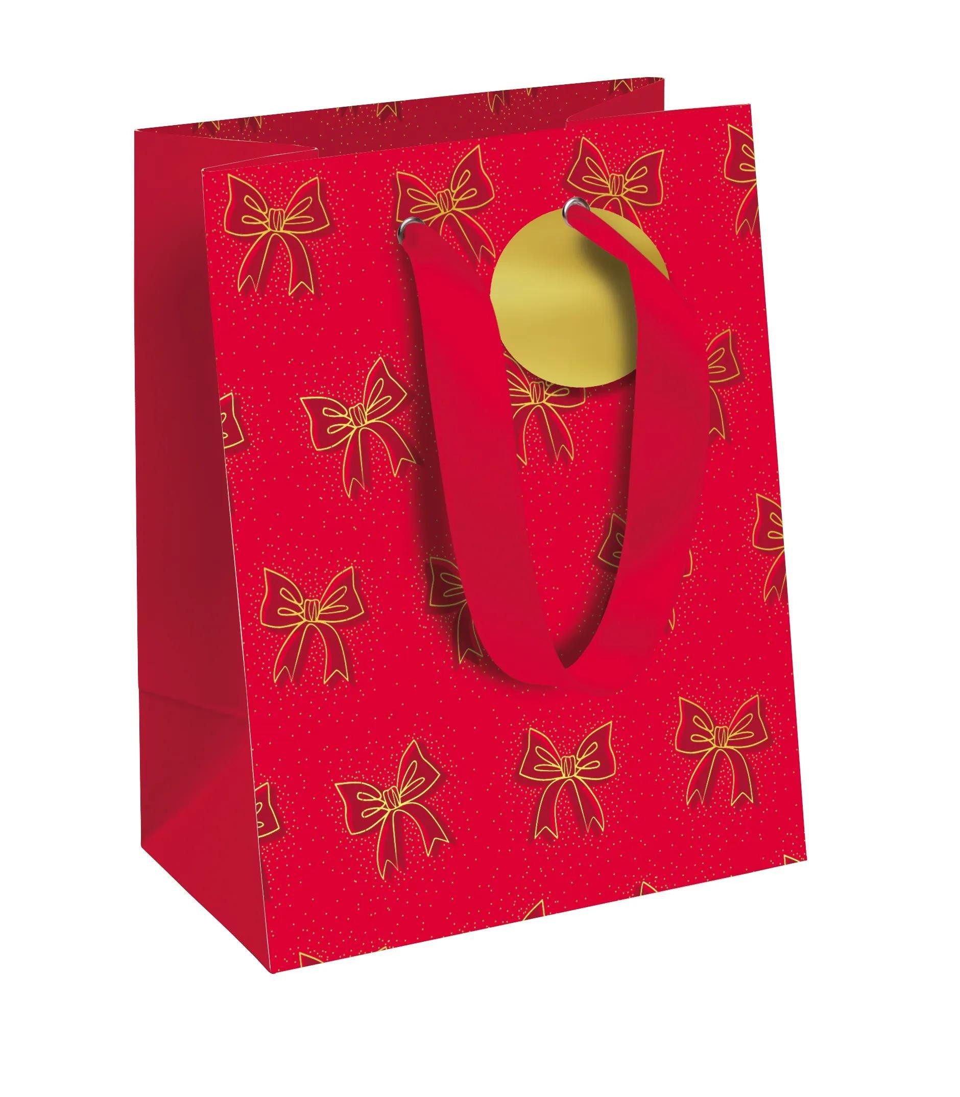 CLAIREFONTAINE Geschenkpapier 6x Funkelnd, Geschenktasche Medium 21,5x10,2x25,3cm Rot 202119-3C, Tasche