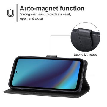 Wigento Smartphone-Hülle Für Doogee V20 Pro Handy Book Wallet Tasche Schwarz + H9 Hart Glas