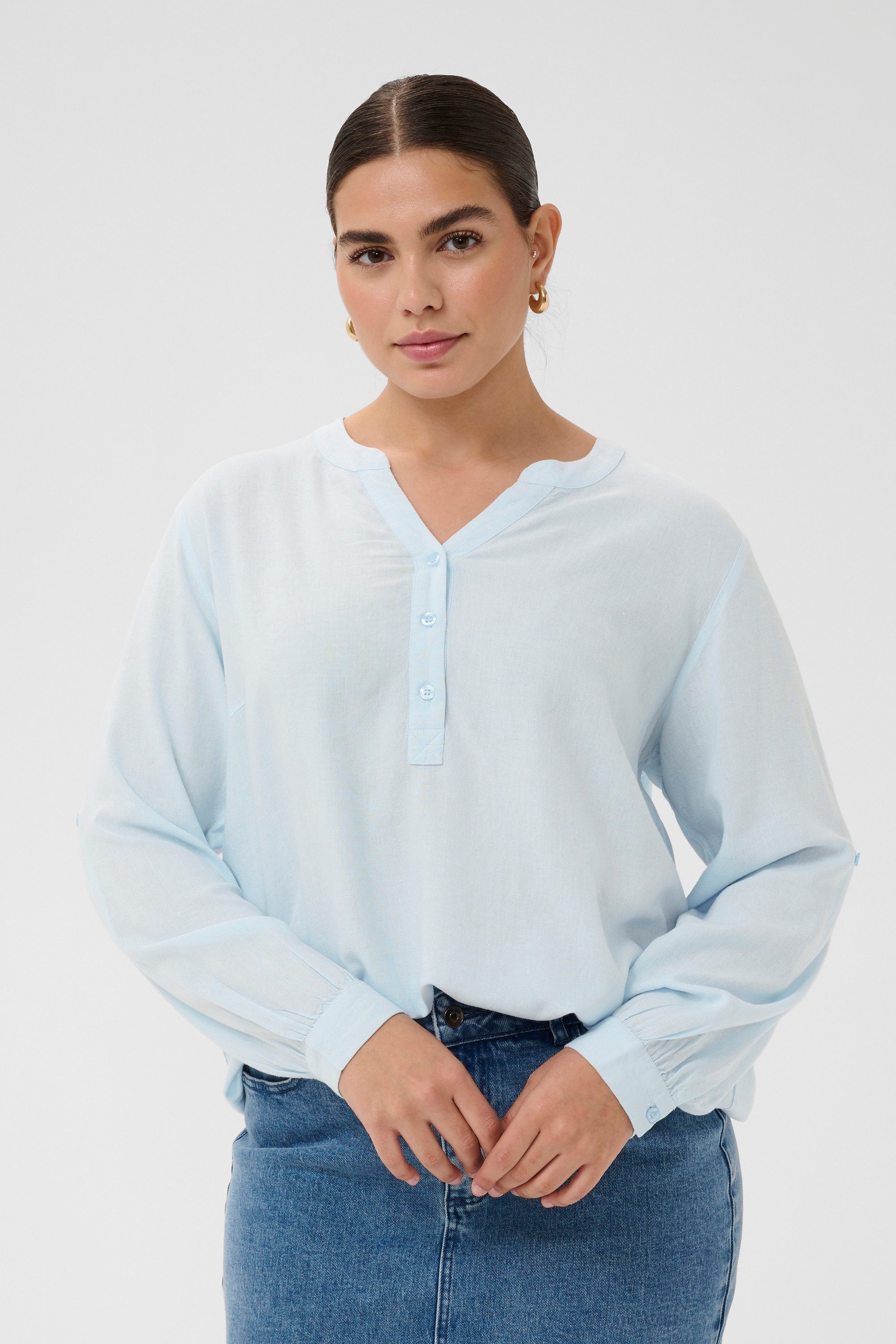 KAFFE Curve Langarmbluse Langarm-Bluse KCmille Große Größen