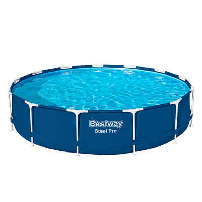 Bestway Framepool Steel Pro™ Solo Pool ohne Zubehör Ø 396 x 84 cm, dunkelblau, rund