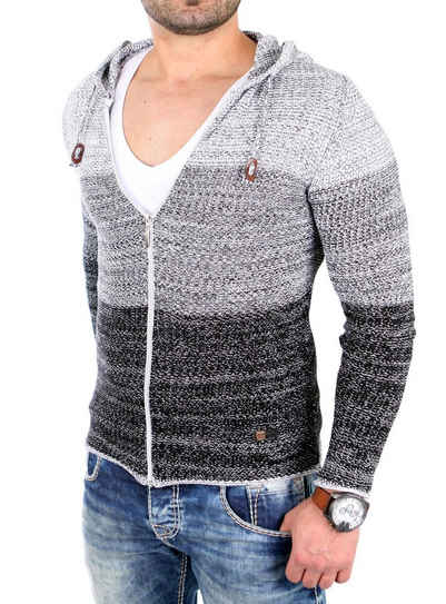 Reslad Strickjacke Reslad Strickjacke Herren Colorblock Kapuzen Cardigan Jacke RS-3107 (1-tlg) Kapuzenpullover Zipper Hoodie