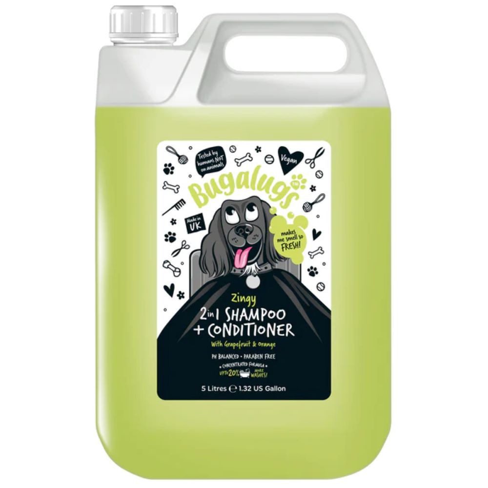 Bugalugs Tiershampoo Bugalugs Zingy 2 in 1 Shampoo + Conditioner – Grapefruit & Orange – 5, 5000 ml, (1-St), ph neutral, Hunde Shampoo, Lake District