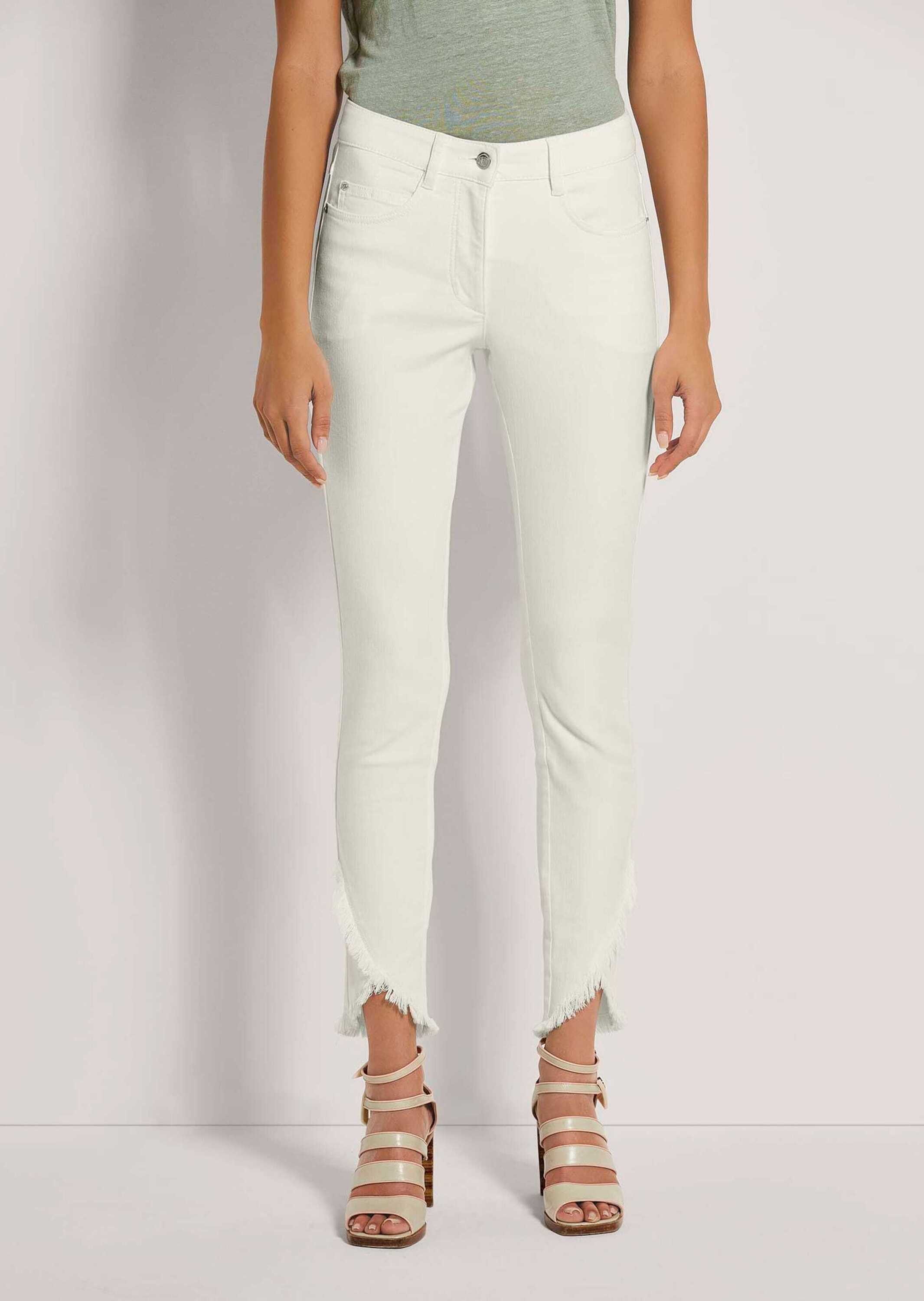 Gerade Jeans Schlanke Jeans mit Fransensaum