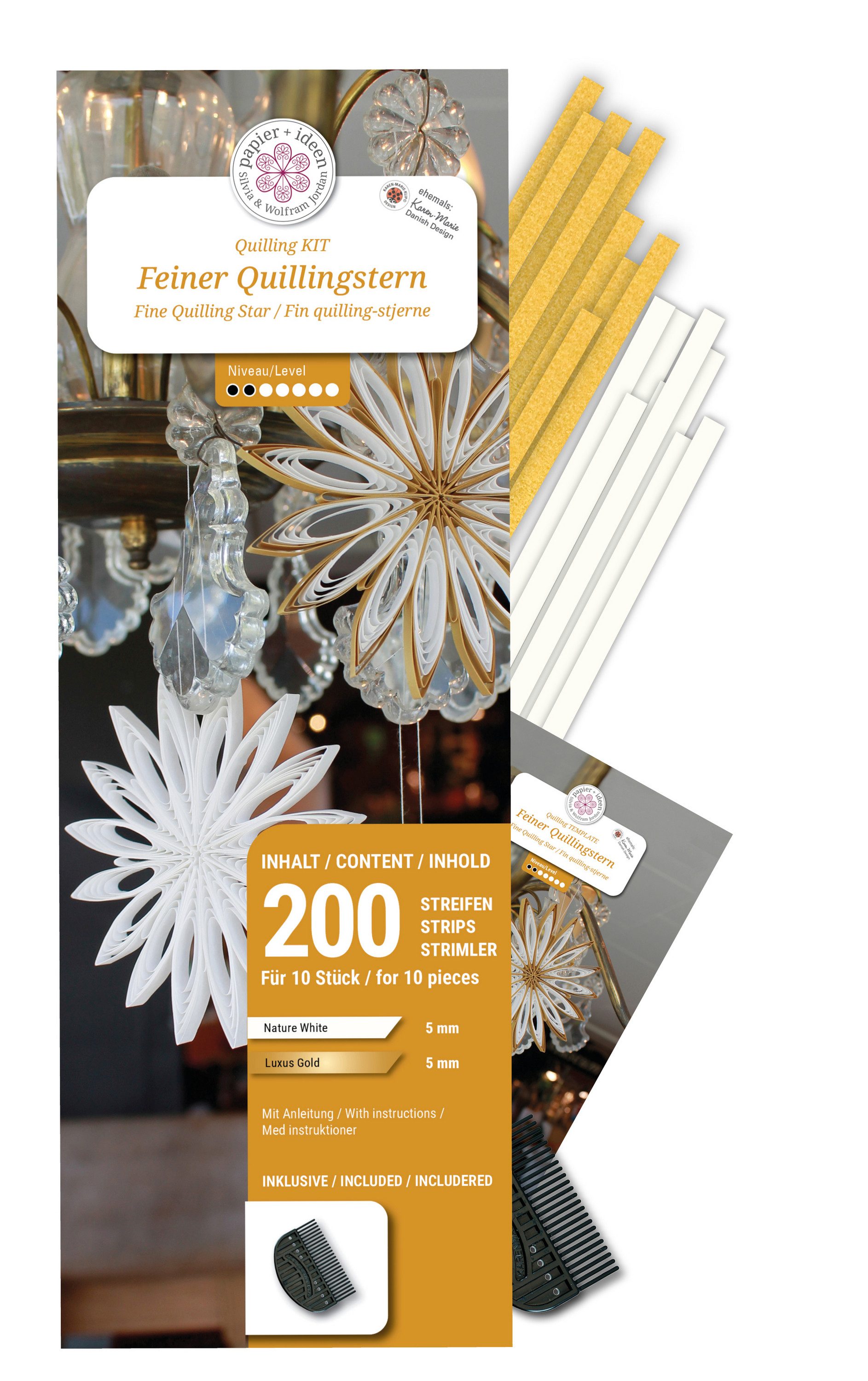 papier+ideen Kreativset Quilling-Set 'Fine Stars', 45cm, 200 Stück