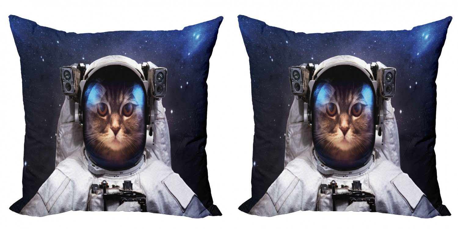Kissenbezüge Modern Accent Doppelseitiger Digitaldruck, Abakuhaus (2 Stück), Raum-Katze Kitty Anzug in Cosmos