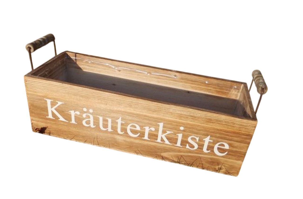 Deko-Impression Kräutertopf Kräuterkiste Kräutergarten Blumentopf Pflanzkiste Holz braun 39 cm (1 St)