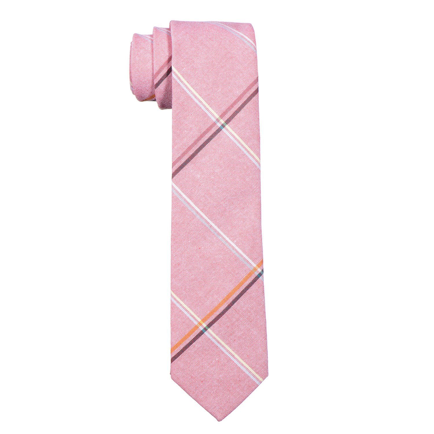kariert gestreift, Krawatte pastell-rosa (Packung, oder Veranstaltungen cm Herren 1-St., Büro Krawatte oder DonDon gestreift Baumwolle, Krawatte) für 1x 6 festliche