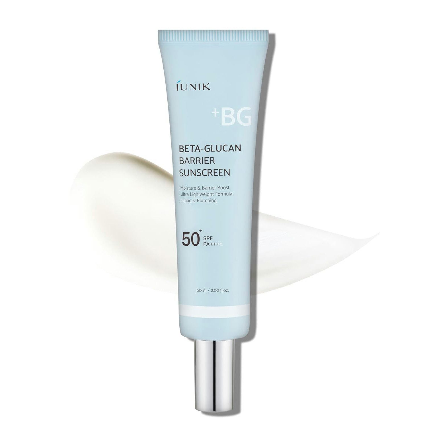 iUnik Sonnenschutzcreme Beta-Glucan Barrier Sunscreen 60ml SPF 50+ PA++++ – Sonnenschutz mit, Beta-Glucan, Aging-Shield Peptide, leichte K-Beauty Sonnencreme, für empfindliche Haut, kein Weißschleier, vegan, parfümfrei