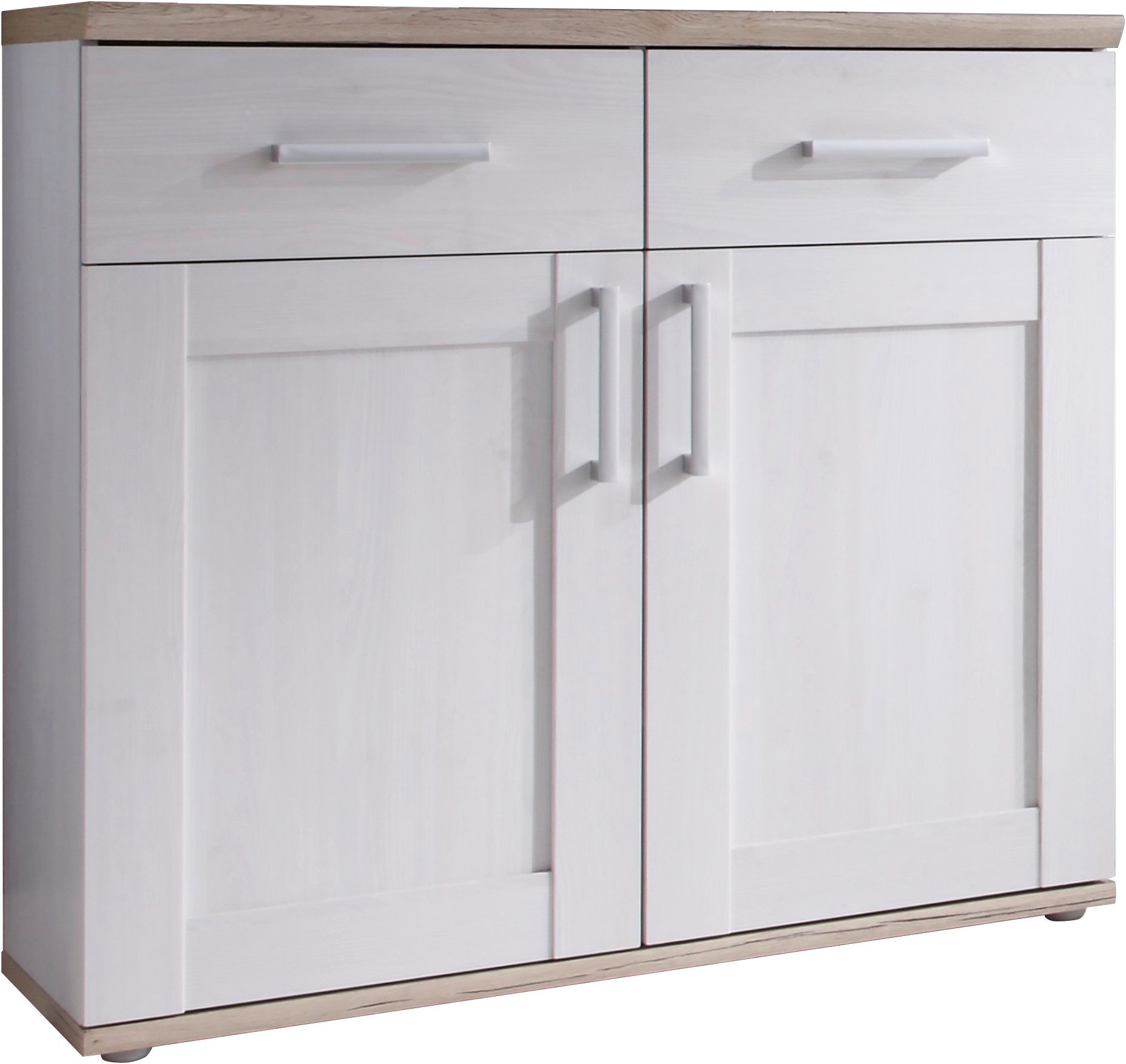 HBZ Schuhschrank Romance im Landhausstil, BxHxT 96x91x39 cm (1-St) Schuhkommode mit 2 Türen, 2 Schubkästen, 2 Einlegeböden