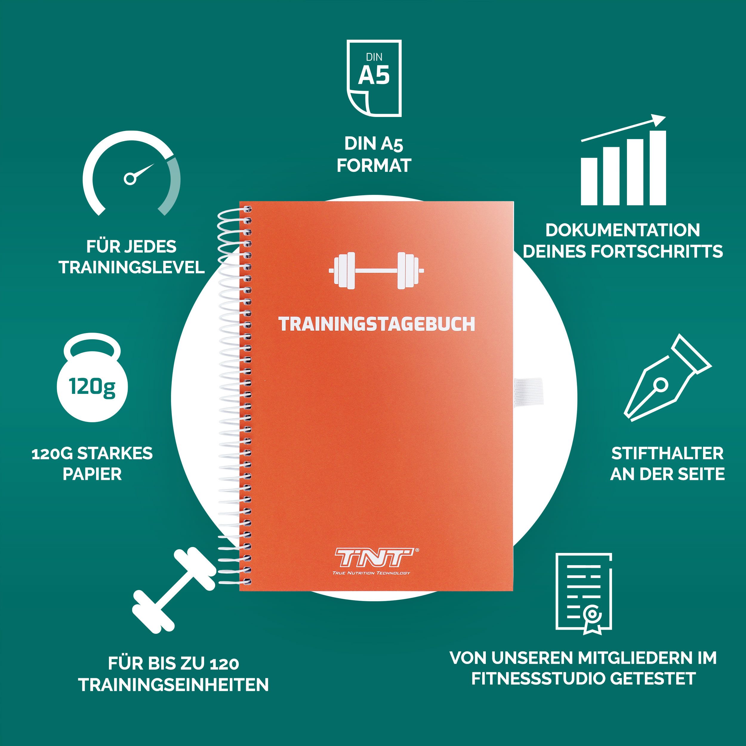 TNT (True Nutrition Technology) Tagebuch Trainingstagebuch für Fitnessstudio, Krafttraining, Fitness