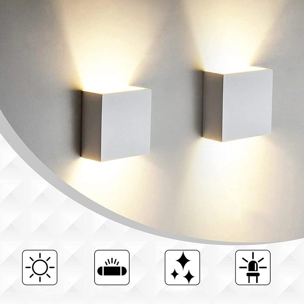 1 Lichtstrahl, Treppen Warmweiß, Treppenhaus Einstellbarer Auf Lichtstrahl, fest Flur Wandleuchte Auf 6W und Weiß Modern Eingangsflur IP65, ab iscooter LED Lampe, Square Schlafzimmer & integriert, ab Stücke Außenwandleuchten, Wohnzimmer für