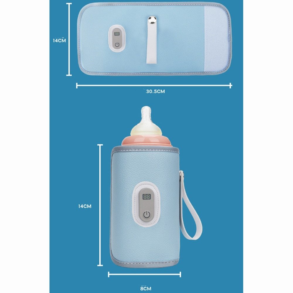 Coonoor Babyflaschenwärmer Tragbarer Baby Flaschenwärmer zur Temperaturhaltung, hält Wärme bis zu 24 h, 5 Temperaturstufen zur Auswahl, USB-Ladung