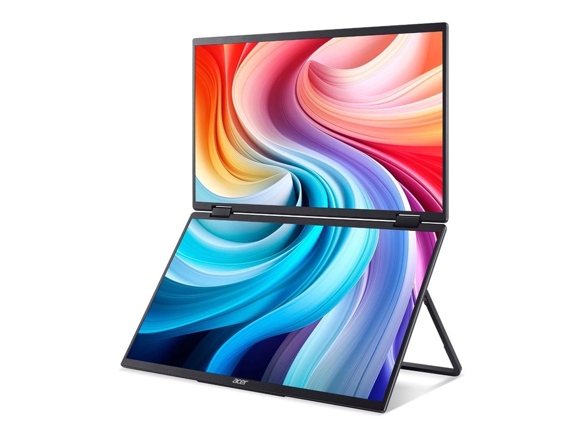 Acer Acer PD163Qsmiuux - mobiles Dual-Monitor PD3 Series - IPS 16" LCD-Monitor (39.6 cm/16 ", HD, 60 Hz, IPS, Zwei 15,6 Zoll Full-HD-IPS-Bildschirme)