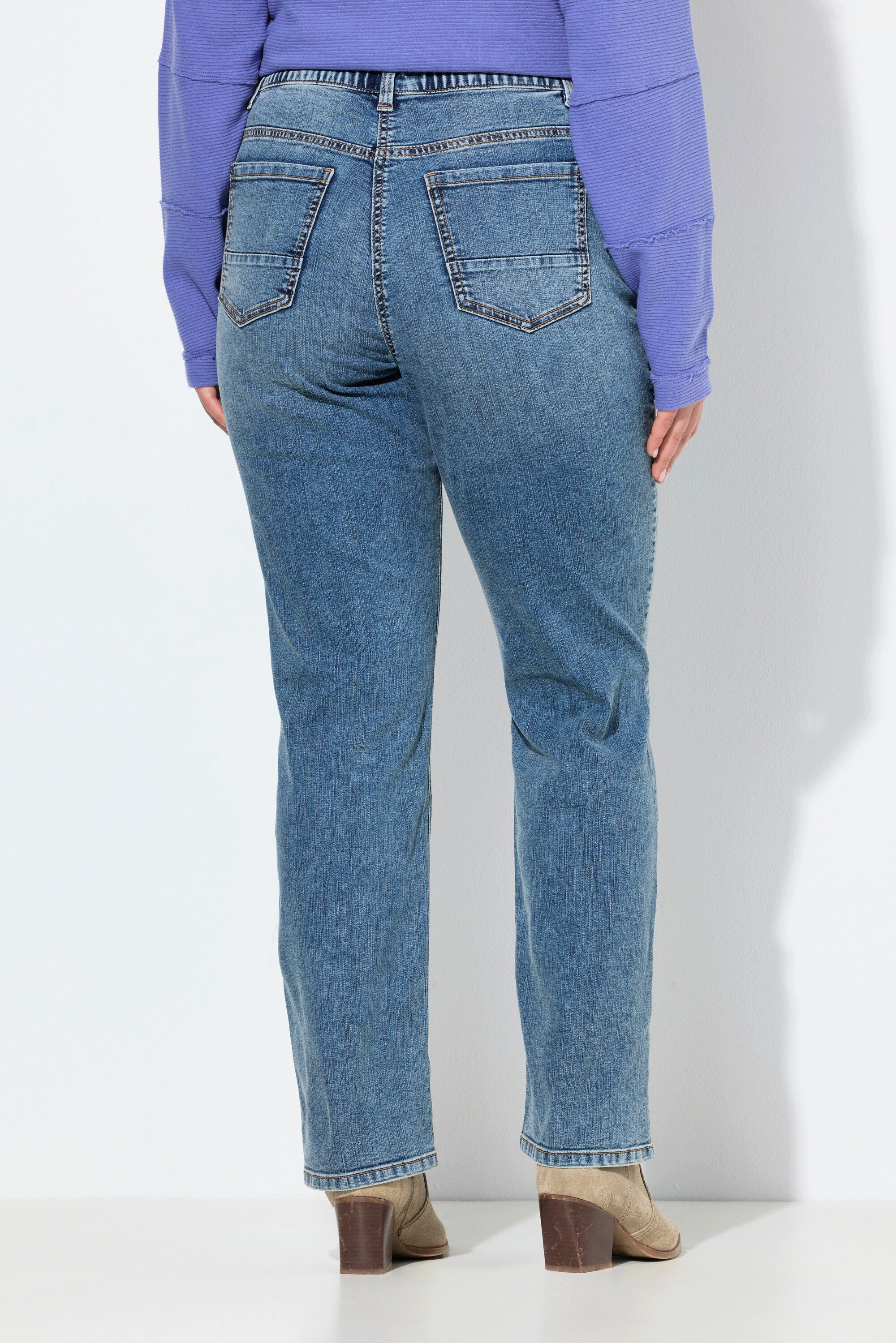 Ulla Popken Regular-fit-Jeans Jeans Mandy Stickerei gerades Bein Komfortbund