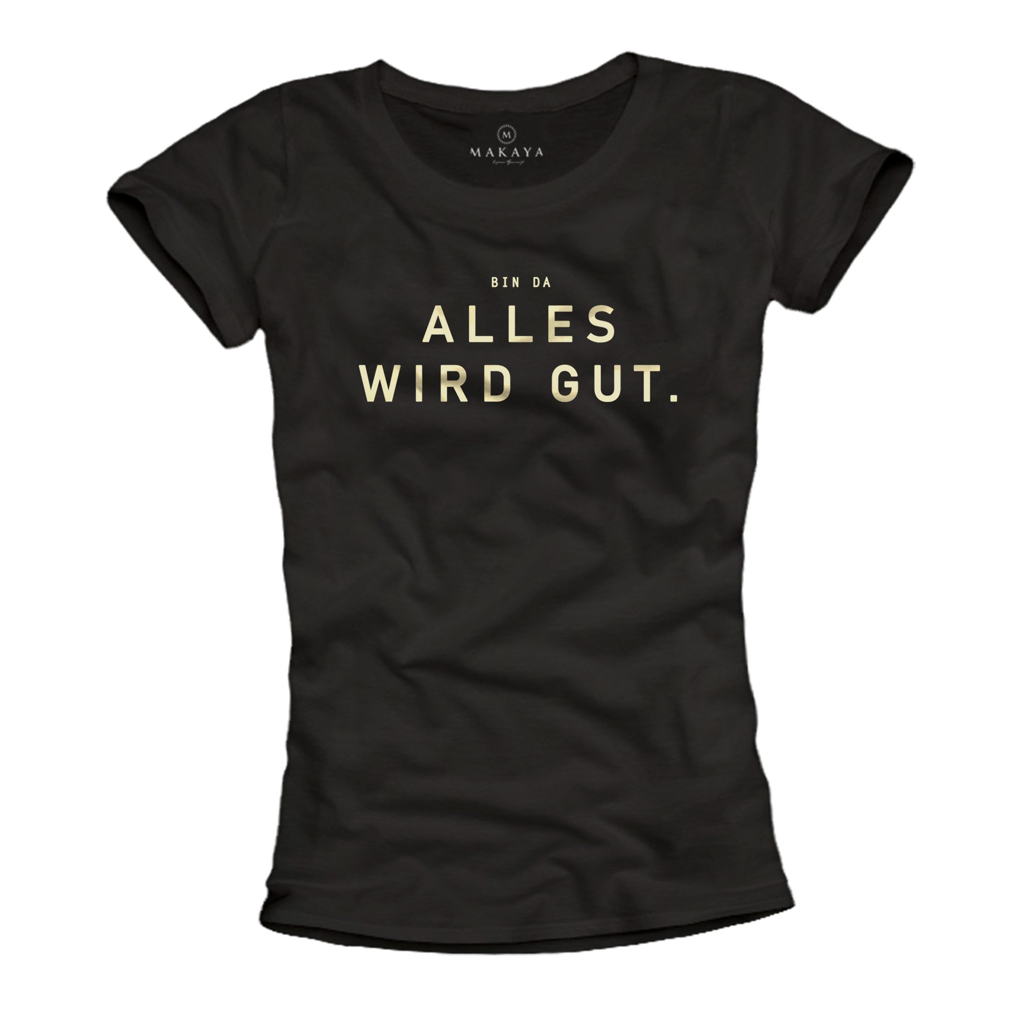 MAKAYA Print-Shirt Damen Spruch Bin Da günstig online kaufen