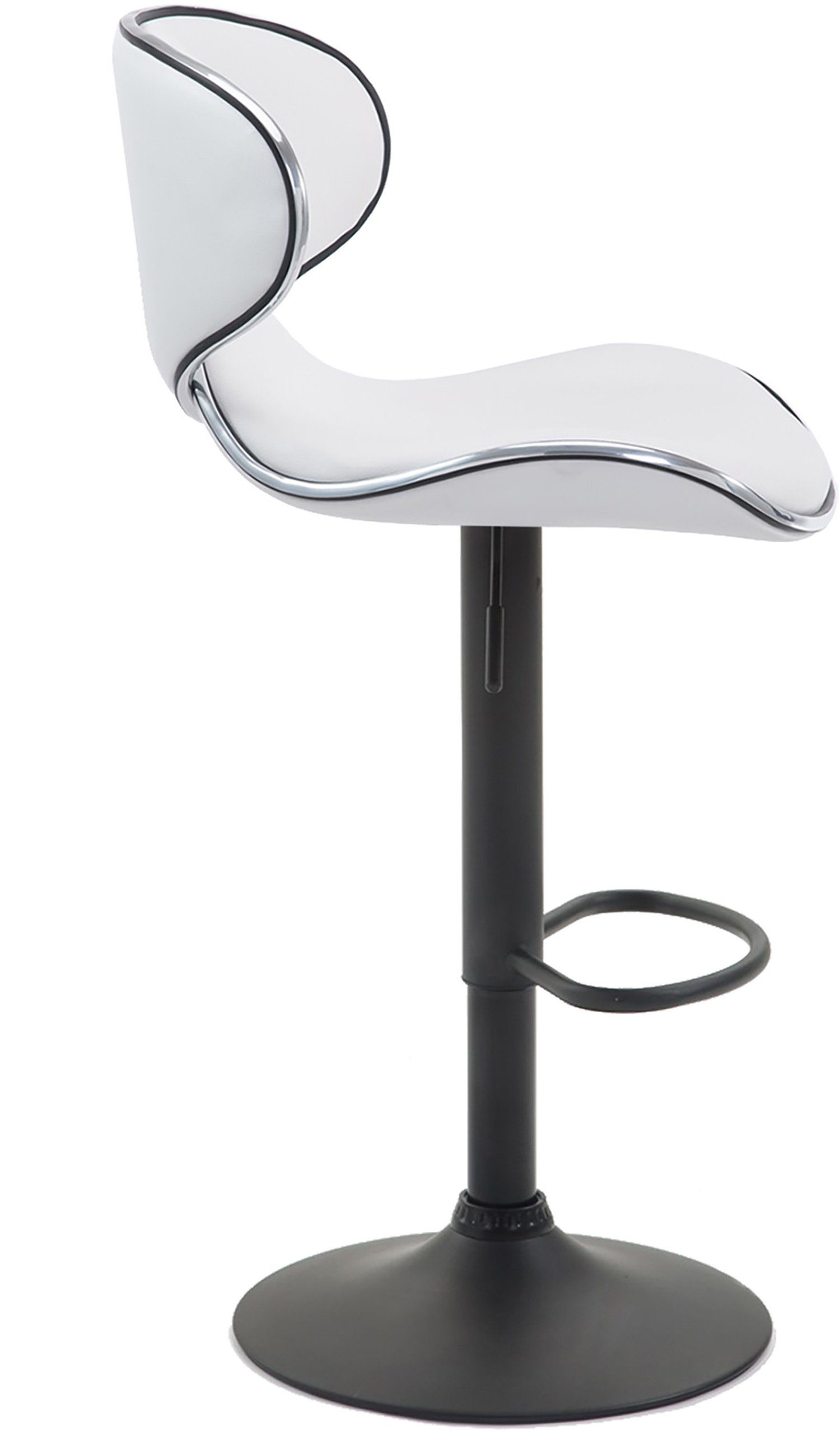 Gestell: Las-Palmas Küche), Sitzfläche: Weiß für Theke höhenverstellbar - - TPFLiving Metall (mit Rückenlehne Hocker Barhocker hoher 360° & - schwarz Kunstleder - drehbar