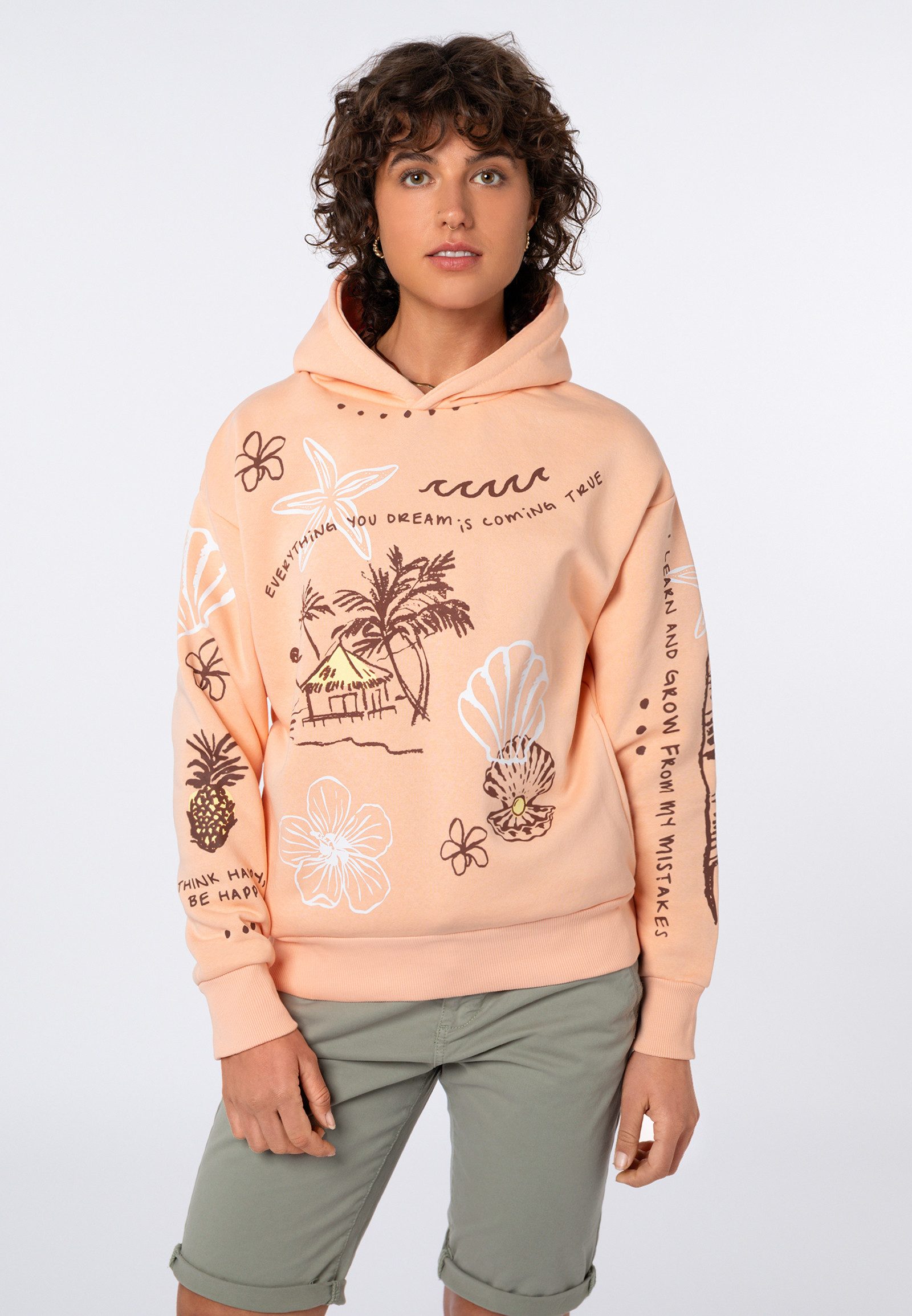 SUBLEVEL Kapuzenpullover Kapuzenpullover mit Aufdruck Sweater mit Kapuze, seitliche Eingrifftaschen