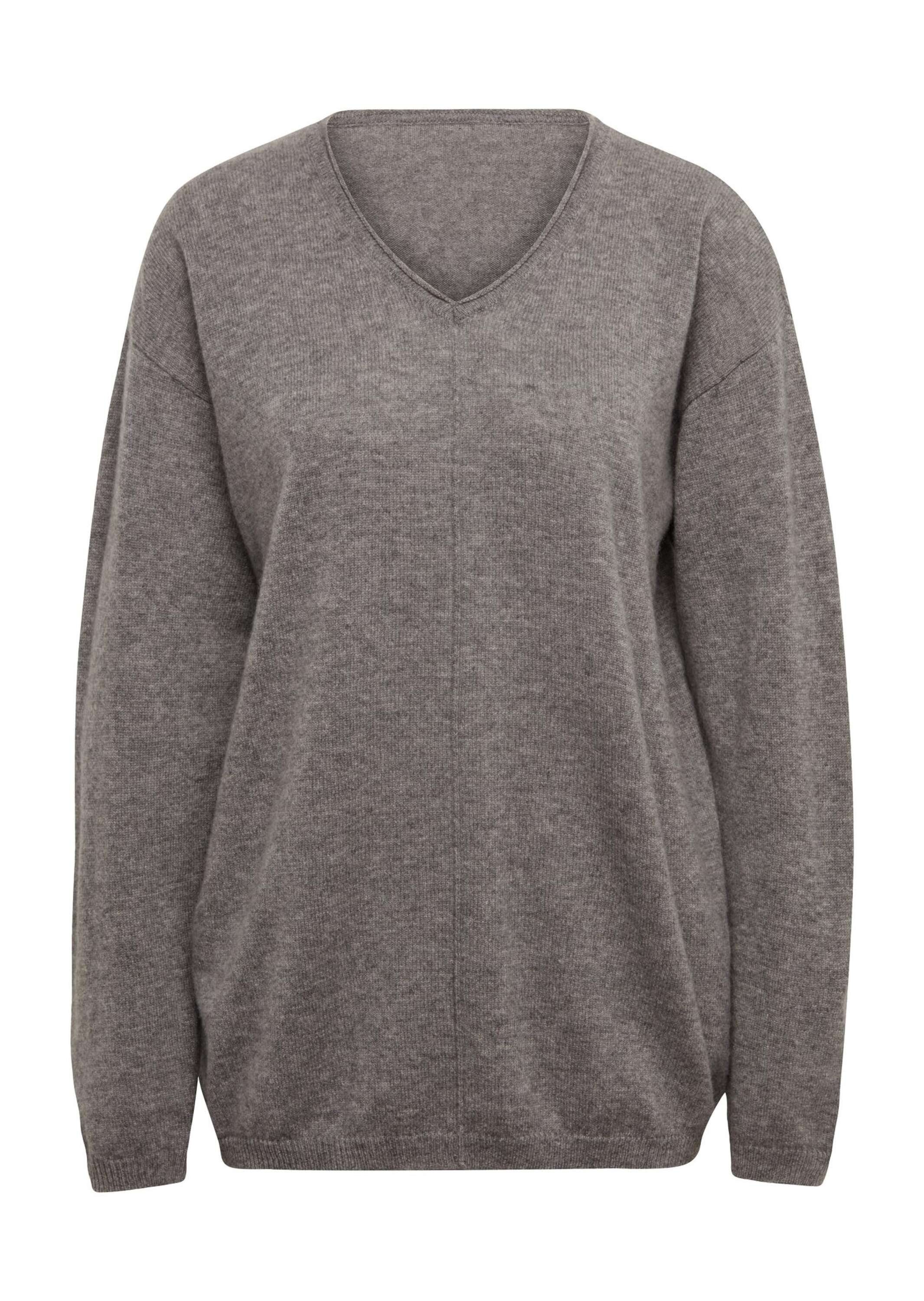 mit V-Ausschnitt Strickpullover grau Kaschmirpullover GOLDNER