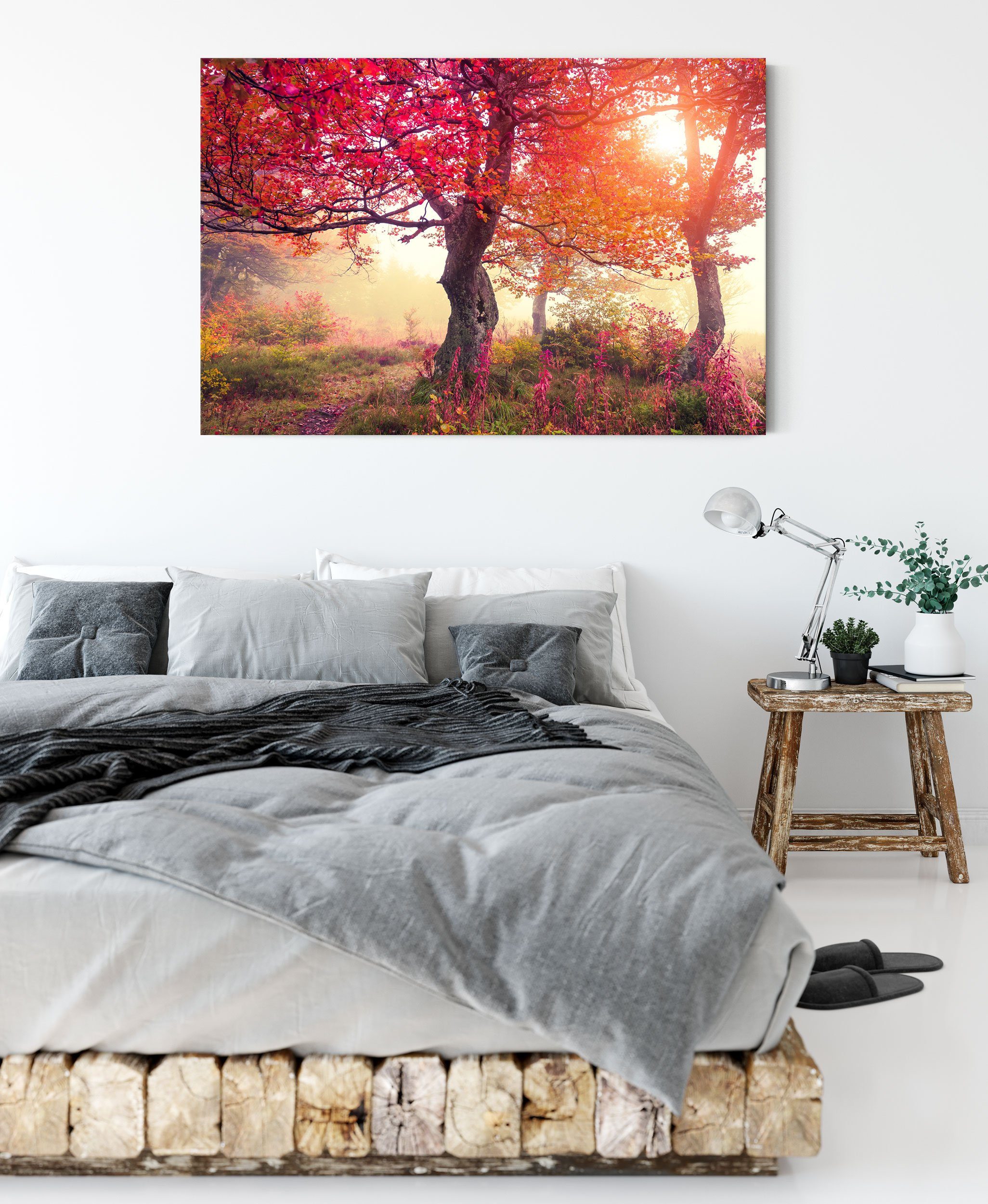 St), fertig inkl. Zackenaufhänger Pixxprint Herbstlandschaft, bespannt, (1 Traumhafte Herbstlandschaft Leinwandbild Leinwandbild Traumhafte