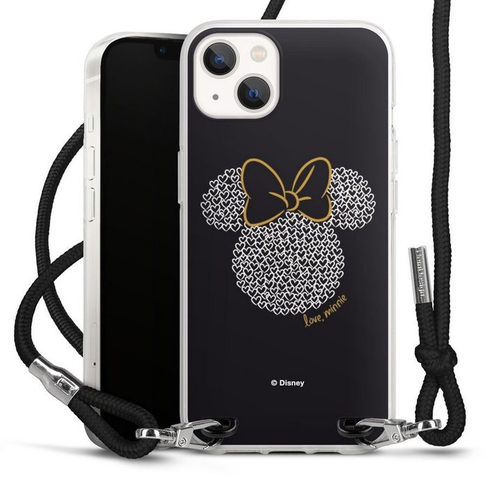 DeinDesign Handyhülle Minnie Mouse Disney Muster Minnie Black and White Apple iPhone 13 Handykette Hülle mit Band Case zum Umhängen