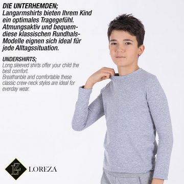 LOREZA Langarmshirt 3er Set Jungen Langarmshirts - Basics - Mehrfarbig (Set, 3-tlg)