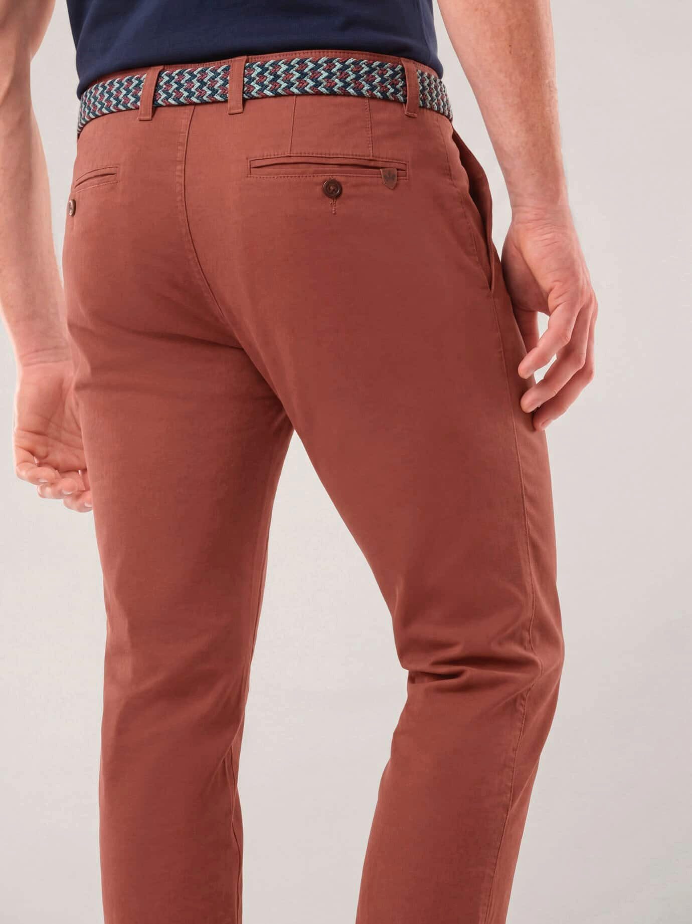 Walbusch Chinohose Herren Extraglatt-Stretchbund-Chino Regular Fit bügelfrei Baumwollhose mit Comfort-Bund (6 cm Dehnreserve), inkl. Flechtgürtel