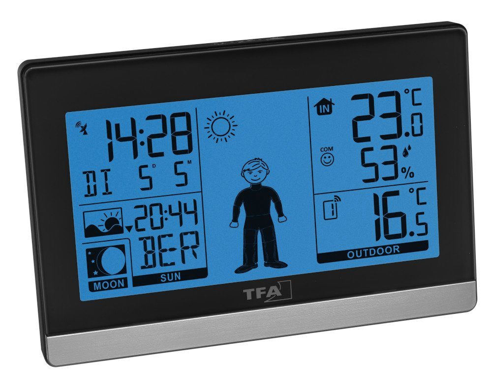 TFA Dostmann mit Außensender Weather Boy TFA 35.1159 Funkuhr digital Funkwetterstation